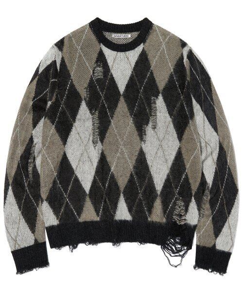 ☆SEVENTEEN ジョンハン 着用！！【VIVASTUDIO】DAMAGE ARGYLE