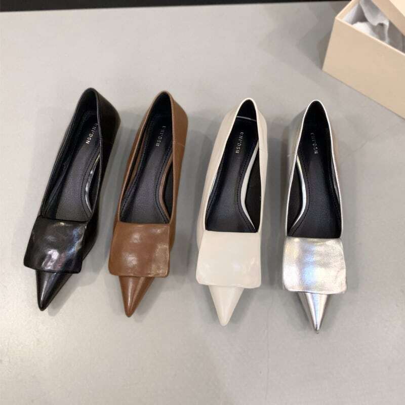 Pointed toe fold design pumps ◇4color　TH2085