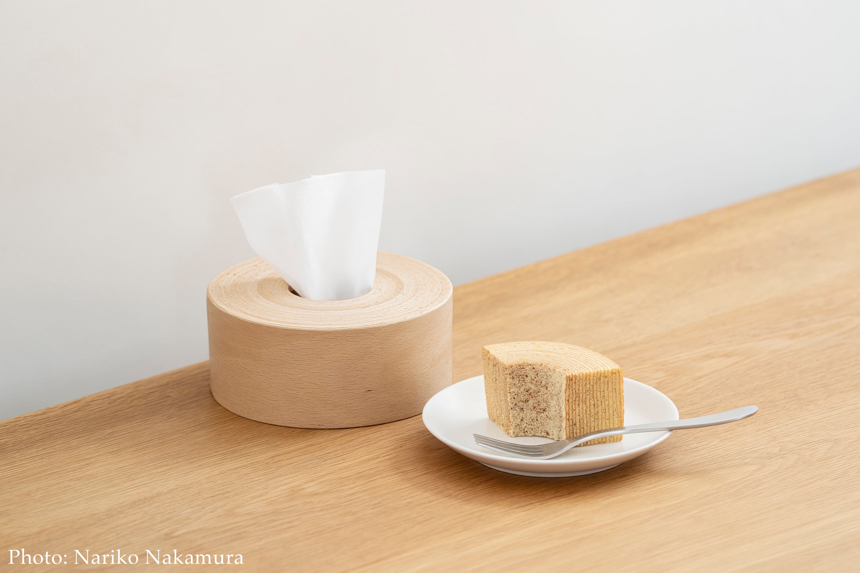 未使用品BUNACO 木製ティッシュボックス　食べられないバームクーヘン 食べられないバウムクエヘン（ティッシュボックス）キャラメル・いちご