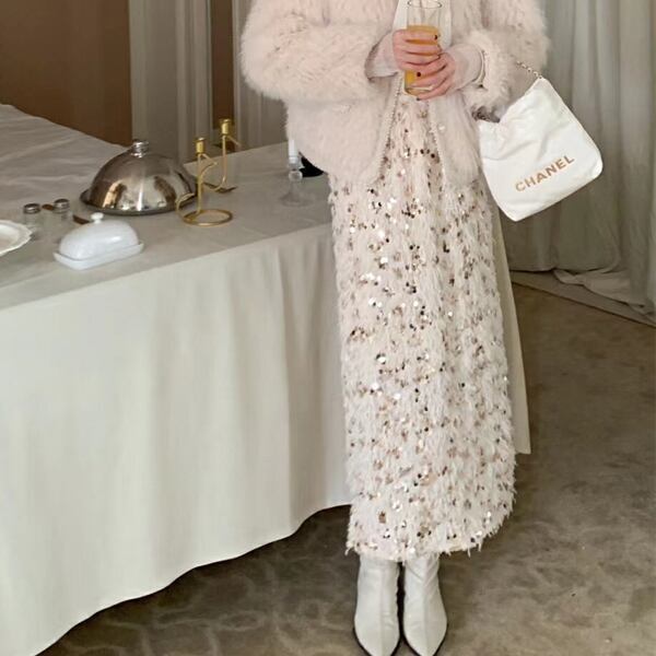 フェザー グリッター スカート 226898