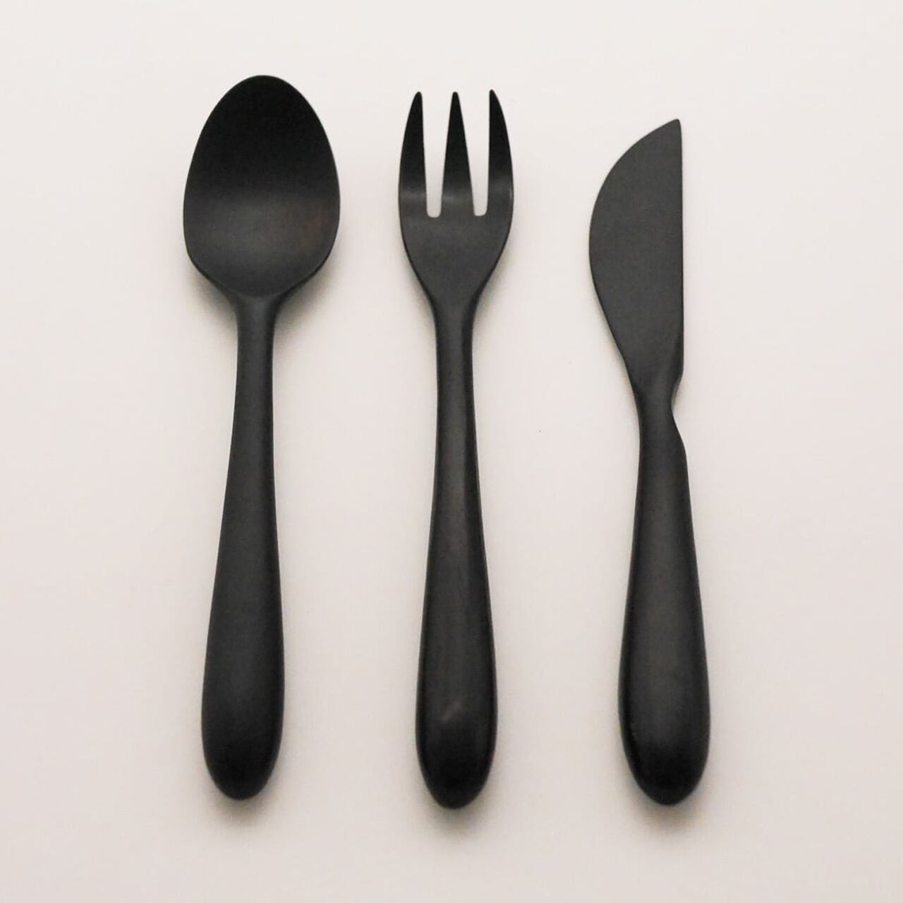 チックな黒檀カトラリーの3点セット