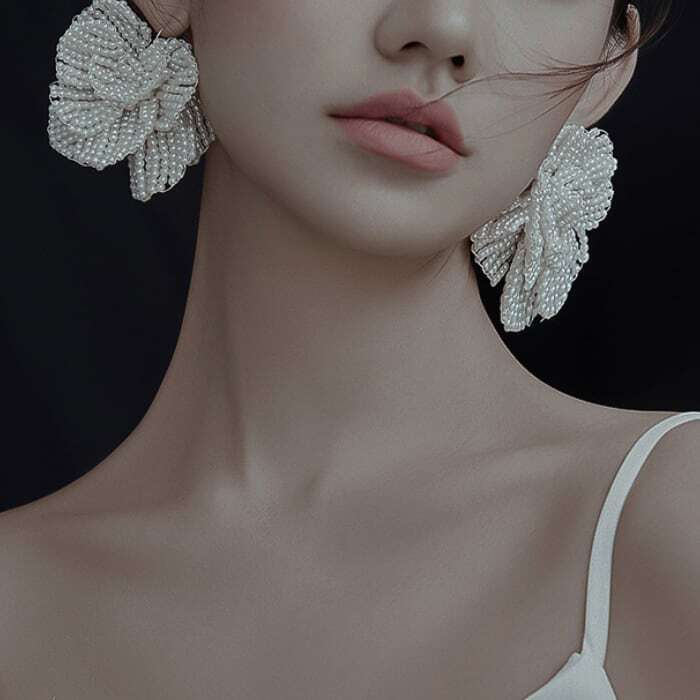 ビーズフラワーピアス 222302