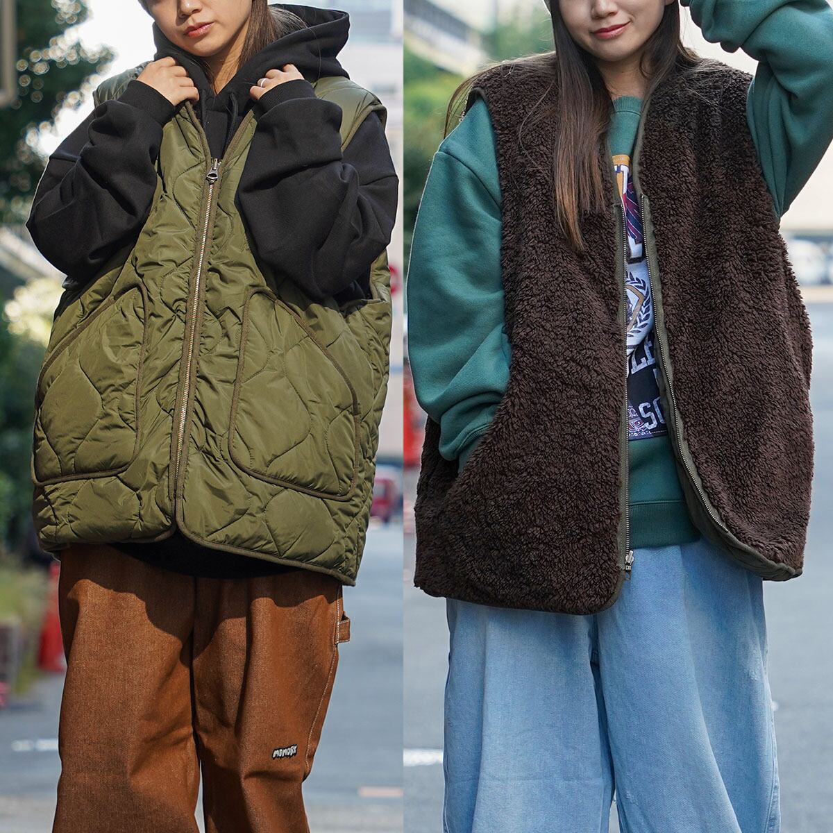 カーキ × ブラウン