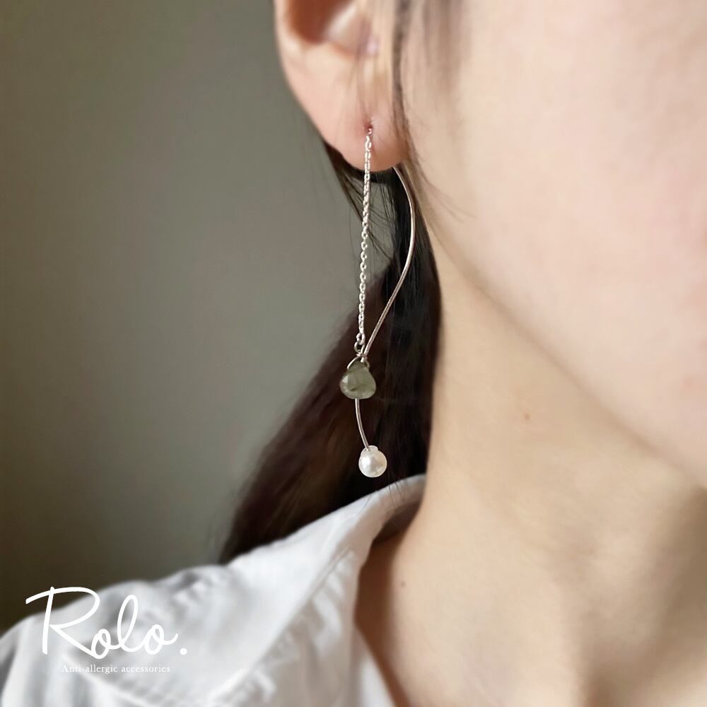 e.m.ピアス ノットピアス パール キャッチ シルバー ノット ピアス のために ウィメンズ で シルバー/イエローゴールド