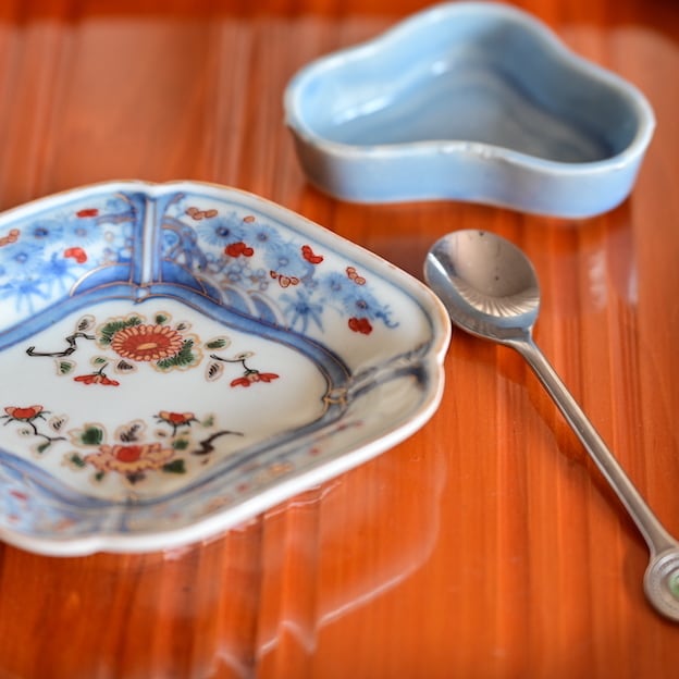 50556】松のかたちのちょく / Blue Pine Tree Shape Cup(1個) | 古道具