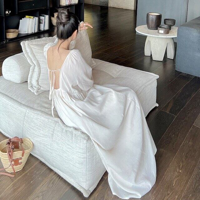 3.バックオープンリボンワンピース　