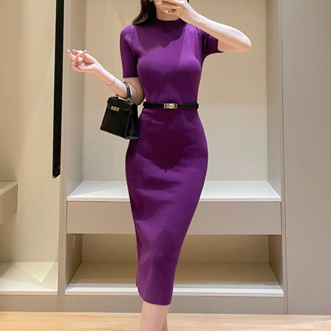 Slim fit knit dress(3color)　　V1330