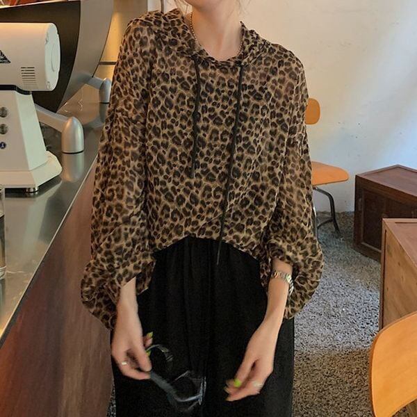 Leopard Sheer Hoodie 501575