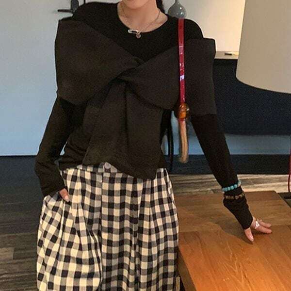 Front Mesh Ribbon Pullover 501631