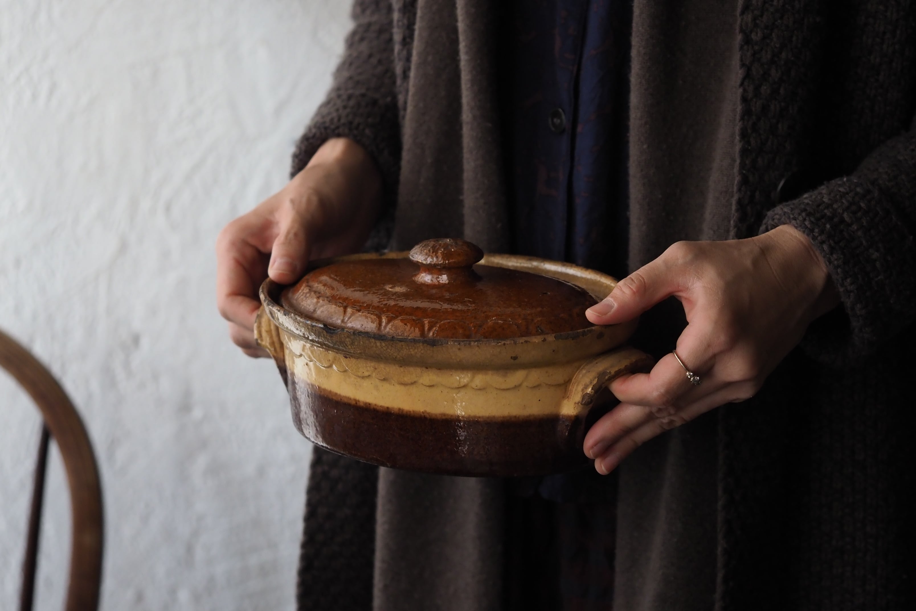 ブラウントーンのテリーヌポット-antique pottery pot | アンティーク