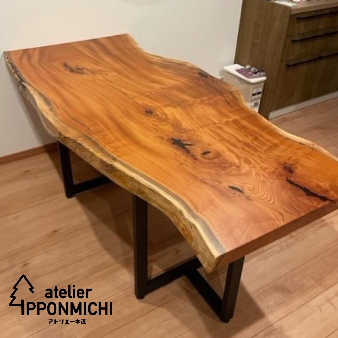 欅 ケヤキ 一枚板 パソコンデスク 1.450×850-500-470-510×80