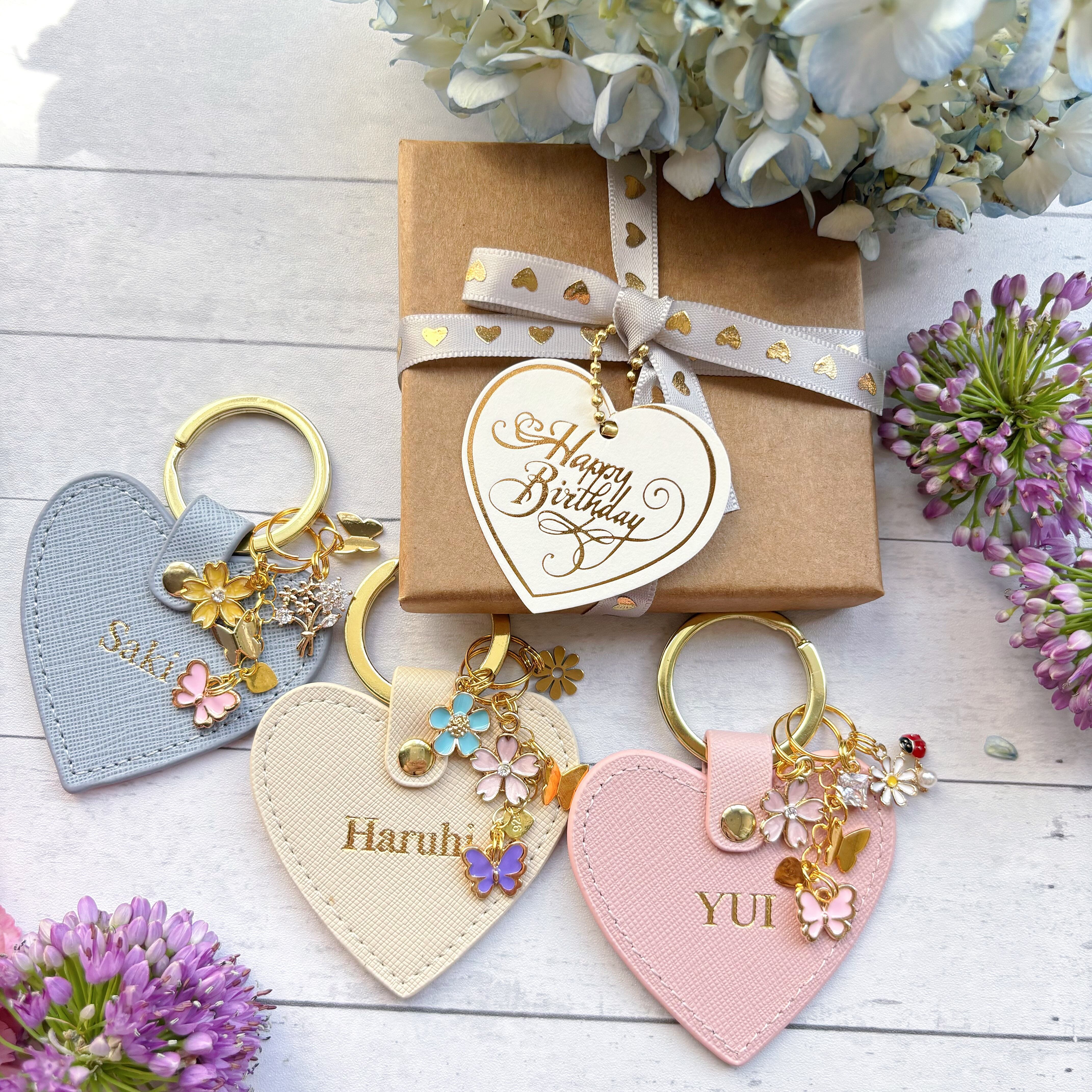 FLOWER GARDEN COLORFUL HEART KEY RING(お花と蝶のチャーム FLOWER GARDEN COLORFUL HEART KEY RING(お花と蝶のチャーム