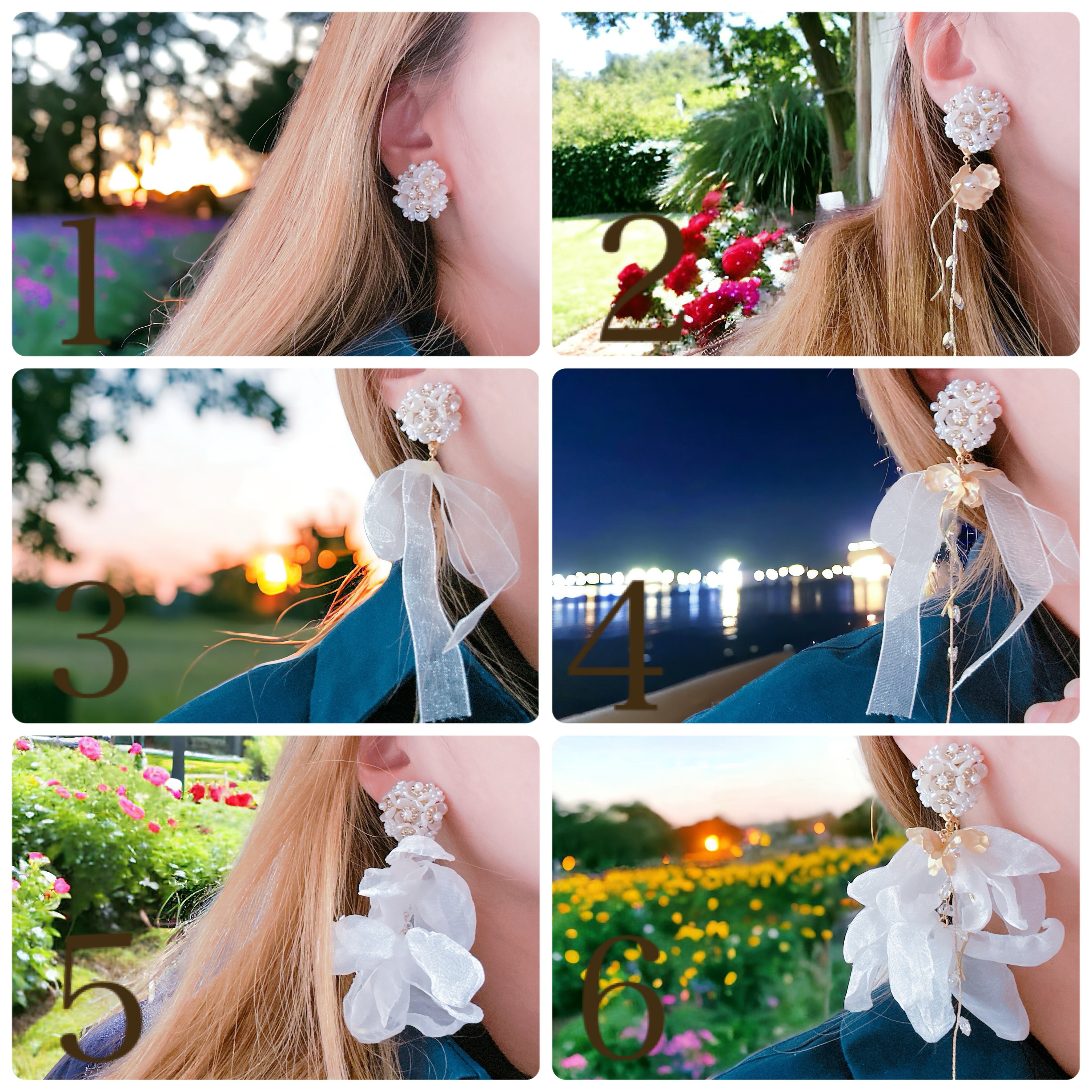 程よい透け感とふんわり感で重く見えない♡遠くからの撮影でも耳元が華やか♡