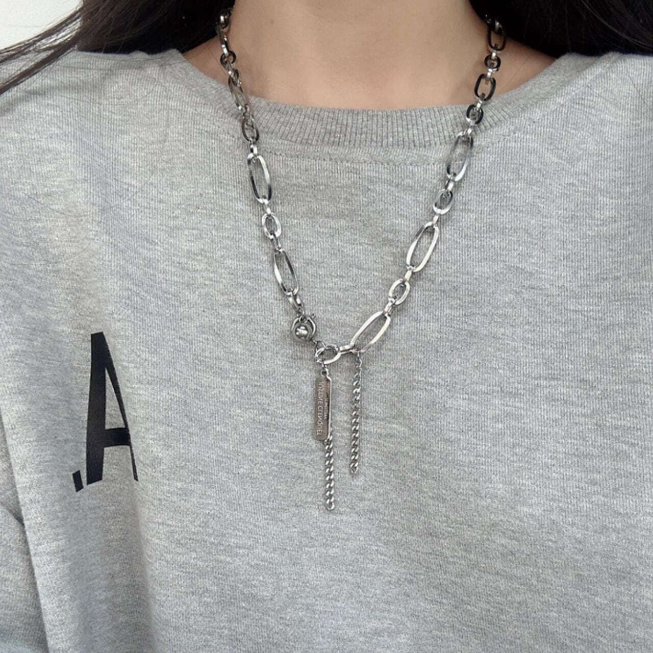 double chain ring top necklace ダブルチェーンリングトップ