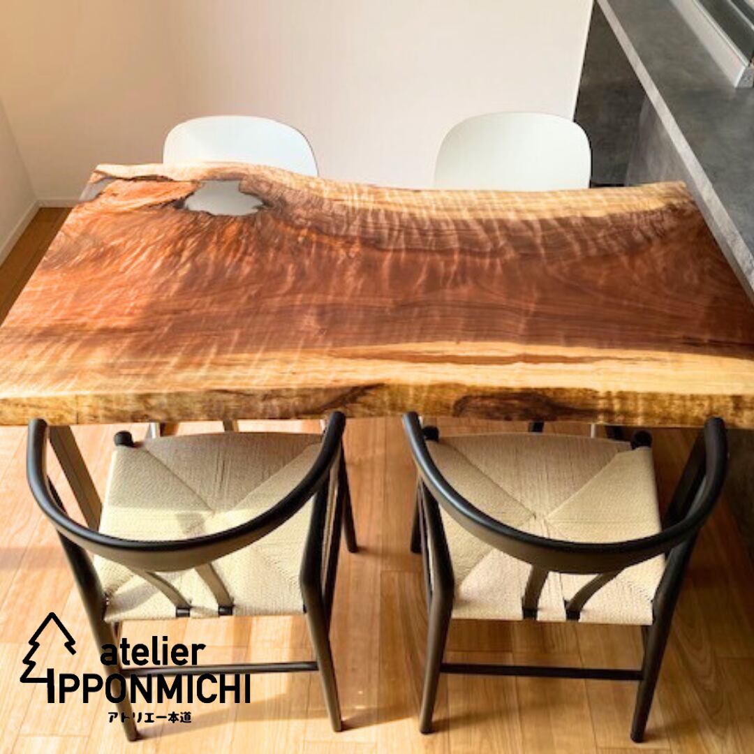 ウォールナット 一枚板 ローテーブル PCデスク 1020×540×55 | 一枚板