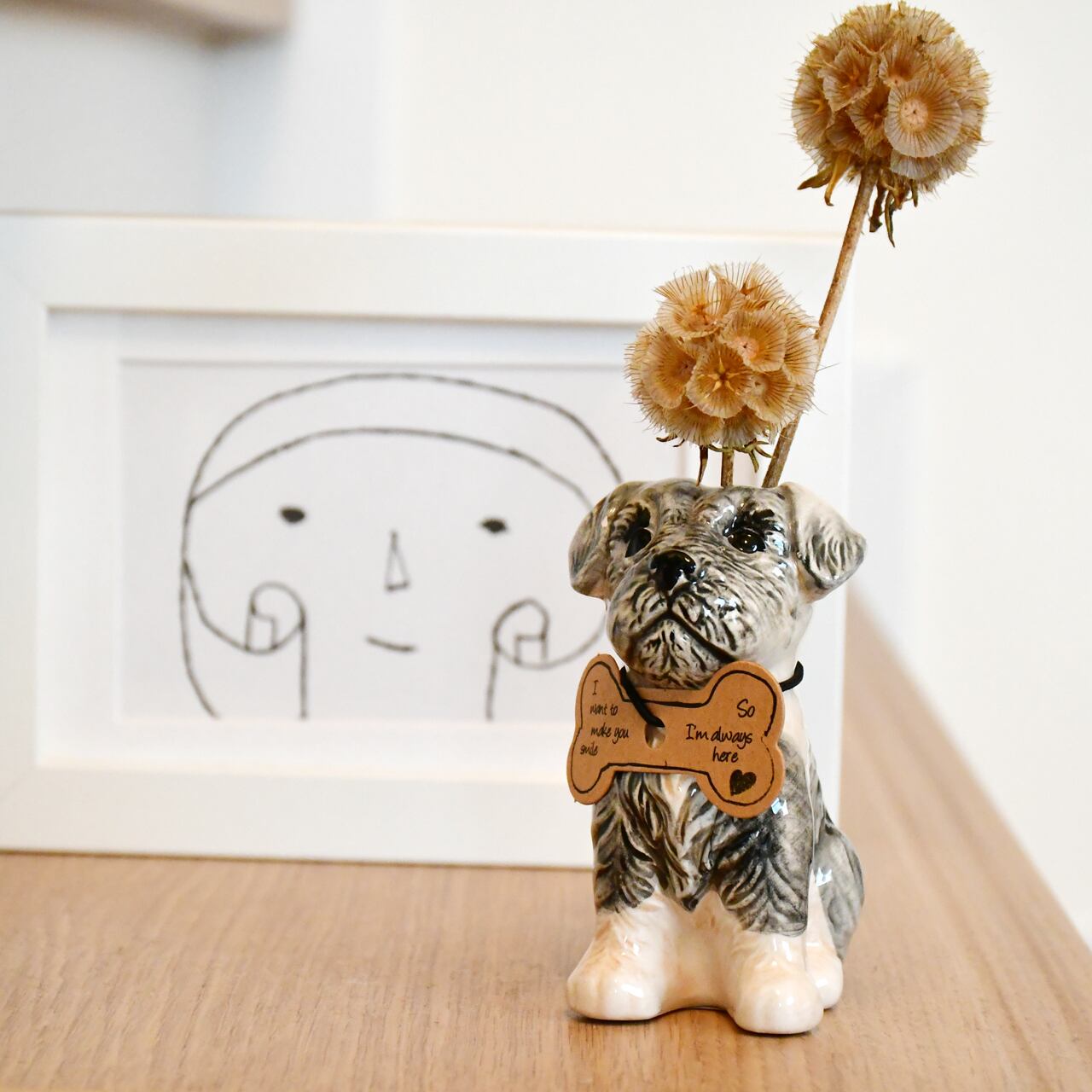 SETO CRAFT　セトクラフト　犬のフィギュア付き花瓶　シュナウザー？ SETO CRAFT セトクラフト 犬のフィギュア付き花瓶 シュナウザー