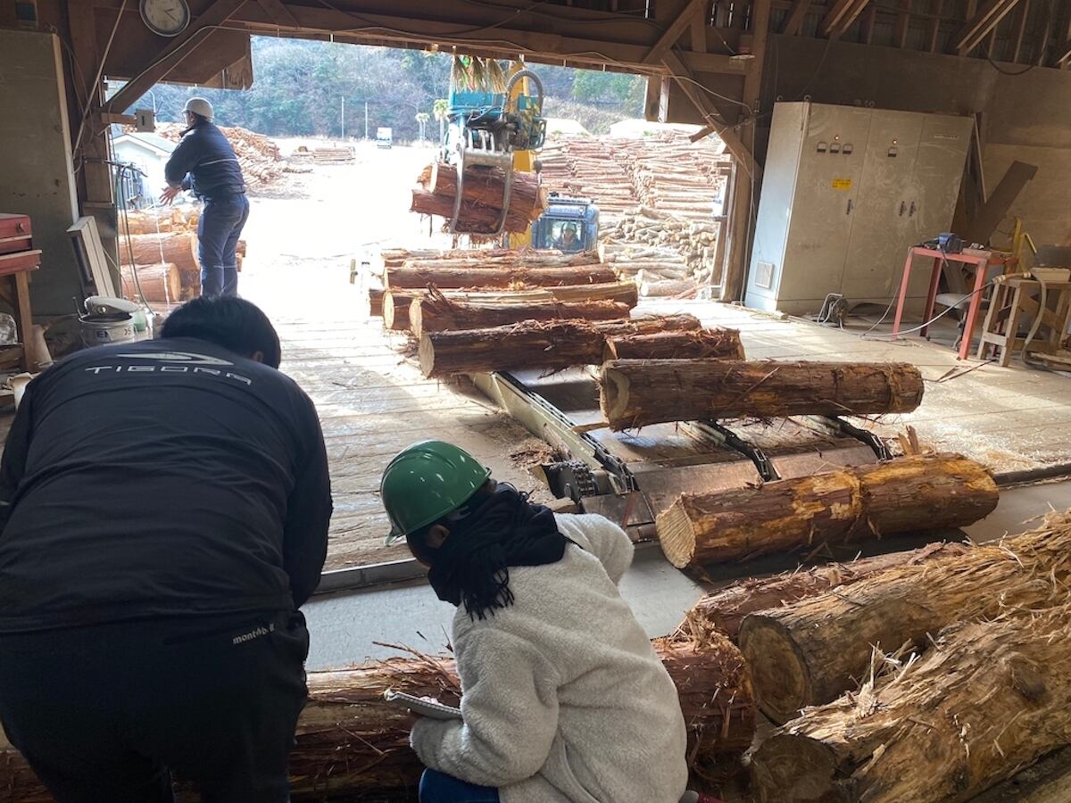 木材チップ工場見学の様子