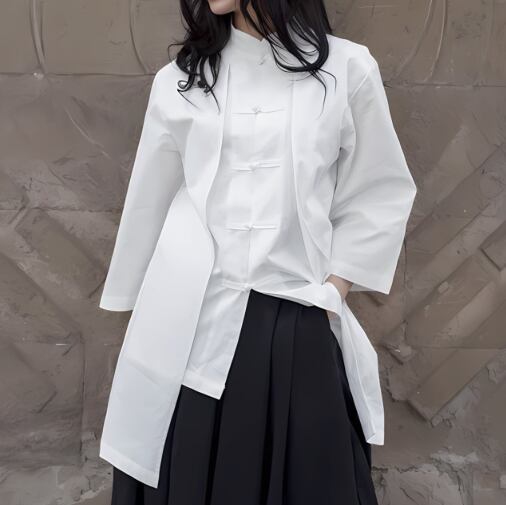 Faux layered china-style shirt C0262