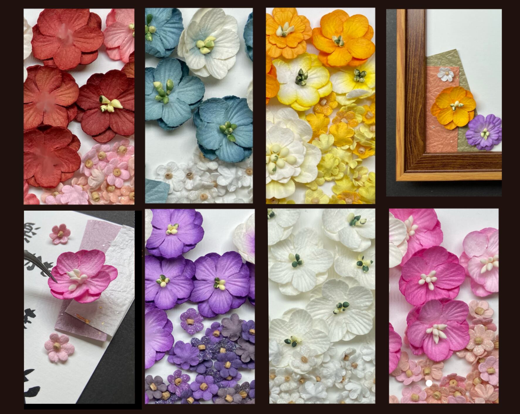 紙製のクラフトフラワーの質感や立体感による陰影が美しく上品な仕上がりに。