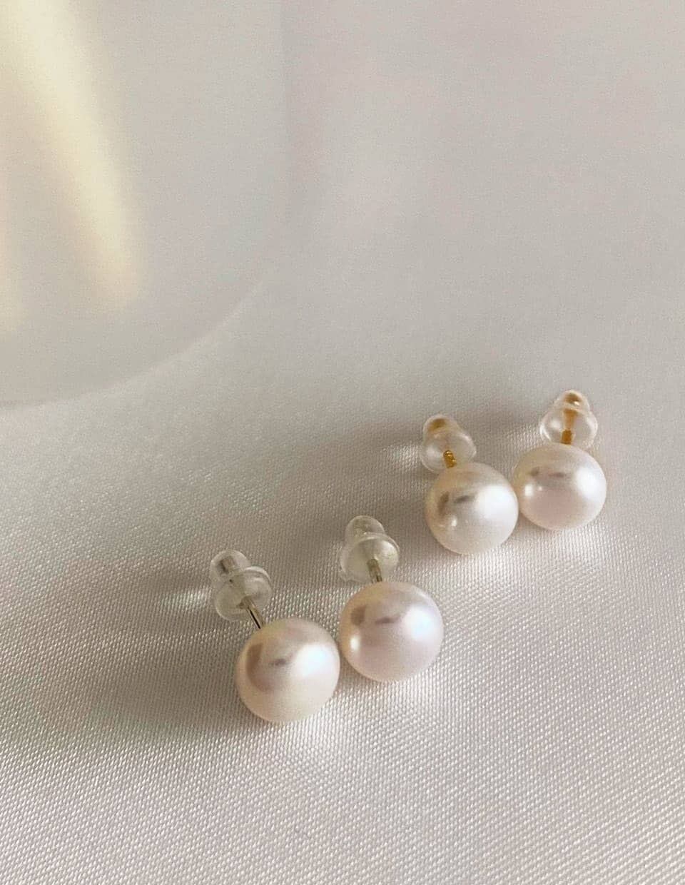 8mm 淡水パールスタッドピアス シルバー999 | Roloshop BASE店