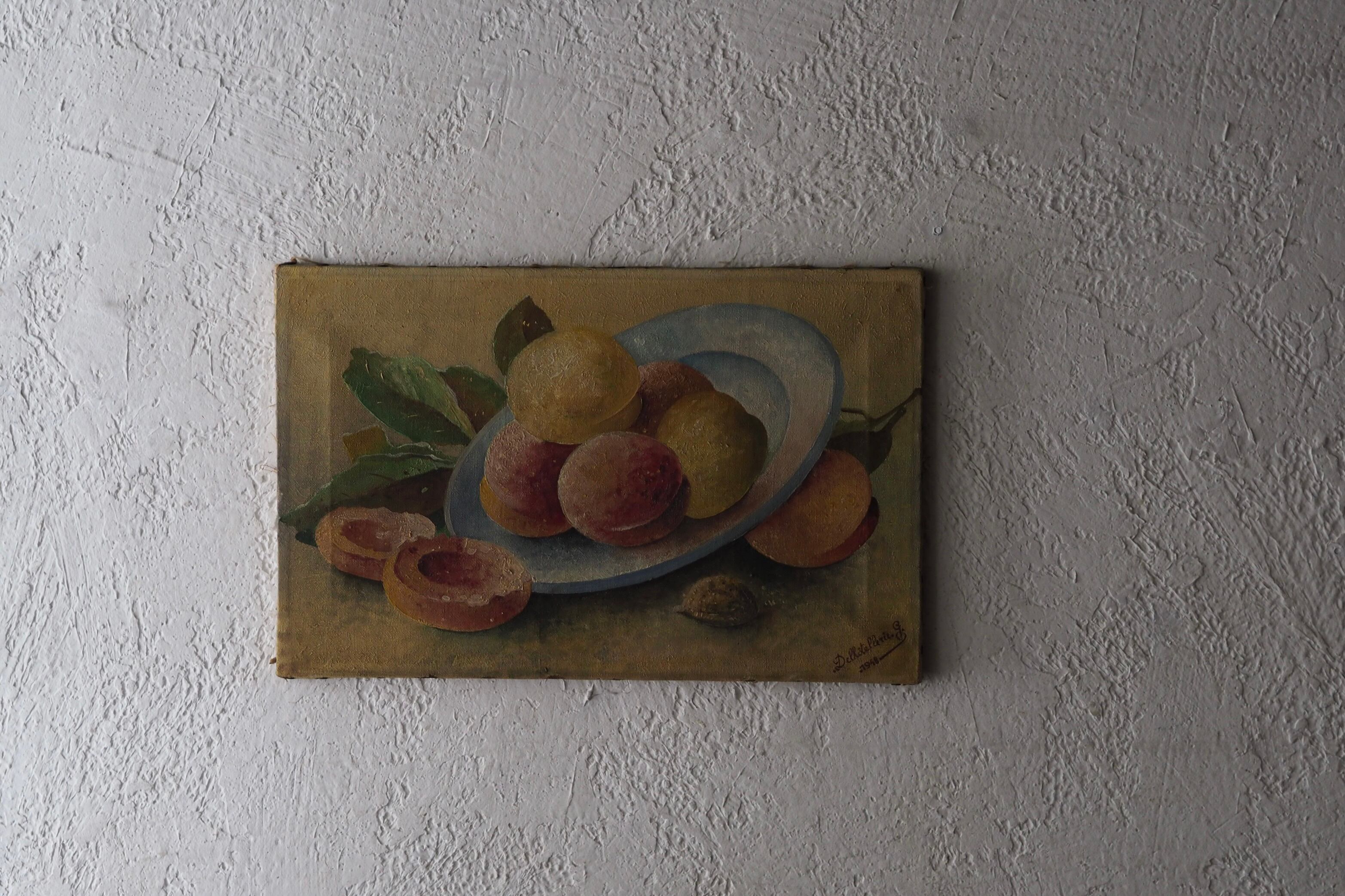 桃を描いた静物画-vintage oil painting | アンティーク.ヴィンテージ