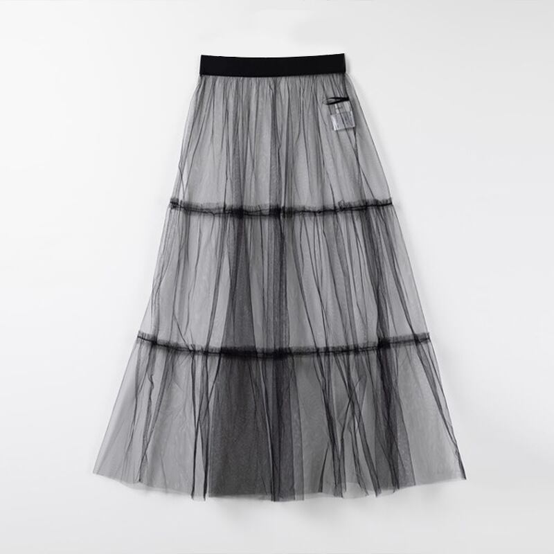 未使用✨️CHANEL フレアスカート シースルー シルク100% タグ付 M skirt | スカート シースルー レイヤード用 オールシーズン