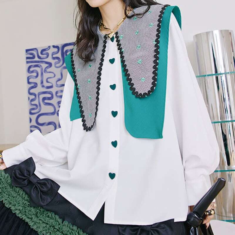 retro girly heart button shirt 0877