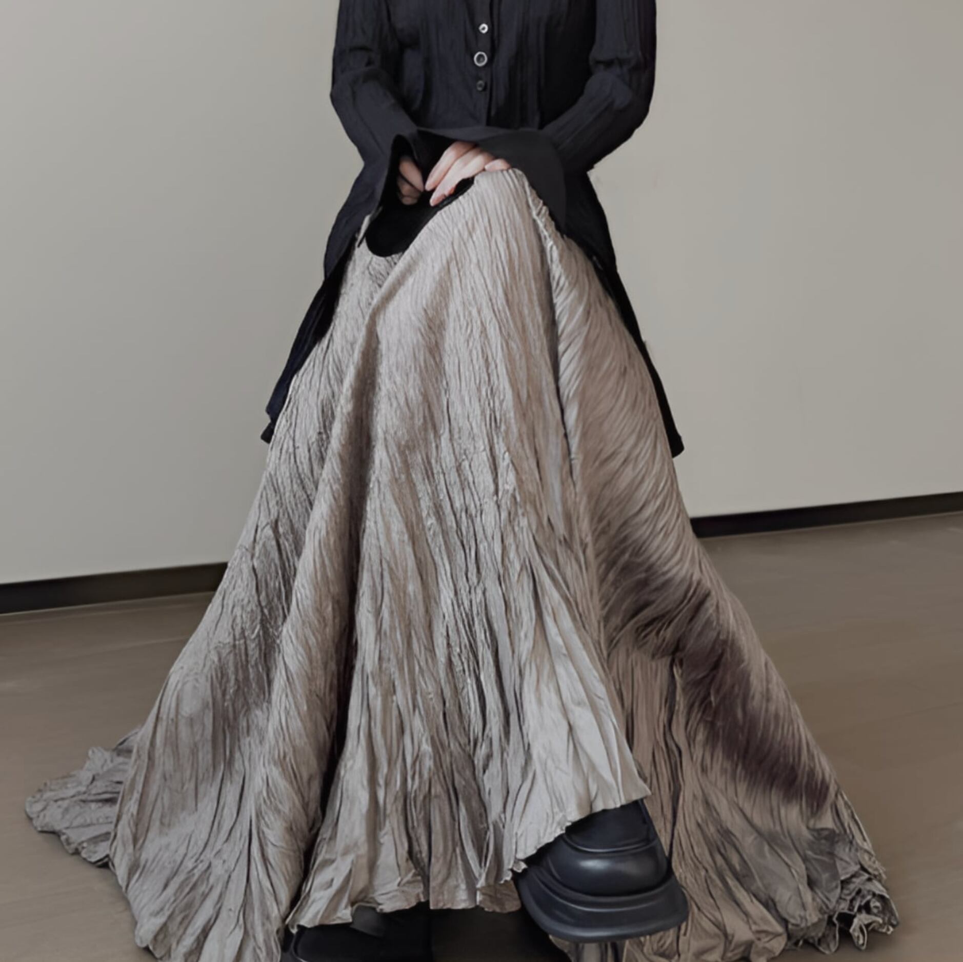 Dull color silhouette skirt C0282