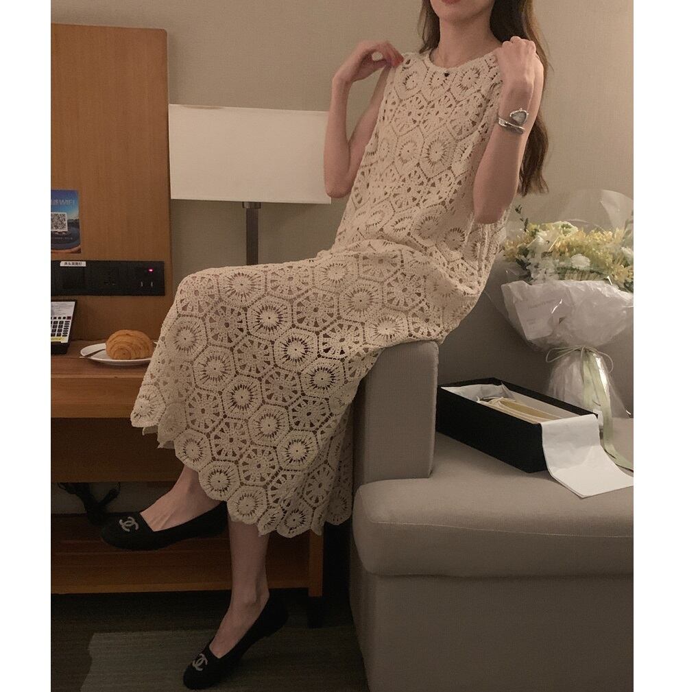 ノースリーブかぎ針編みワンピース W00107 　¥8,980