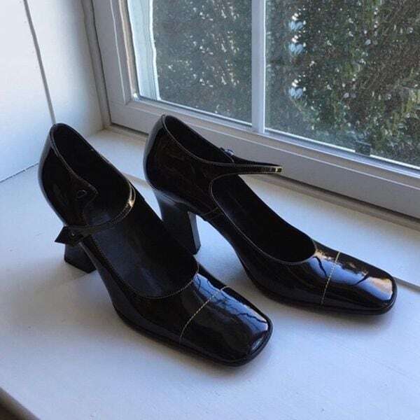 Square toe Strap Heel Pumps 501674