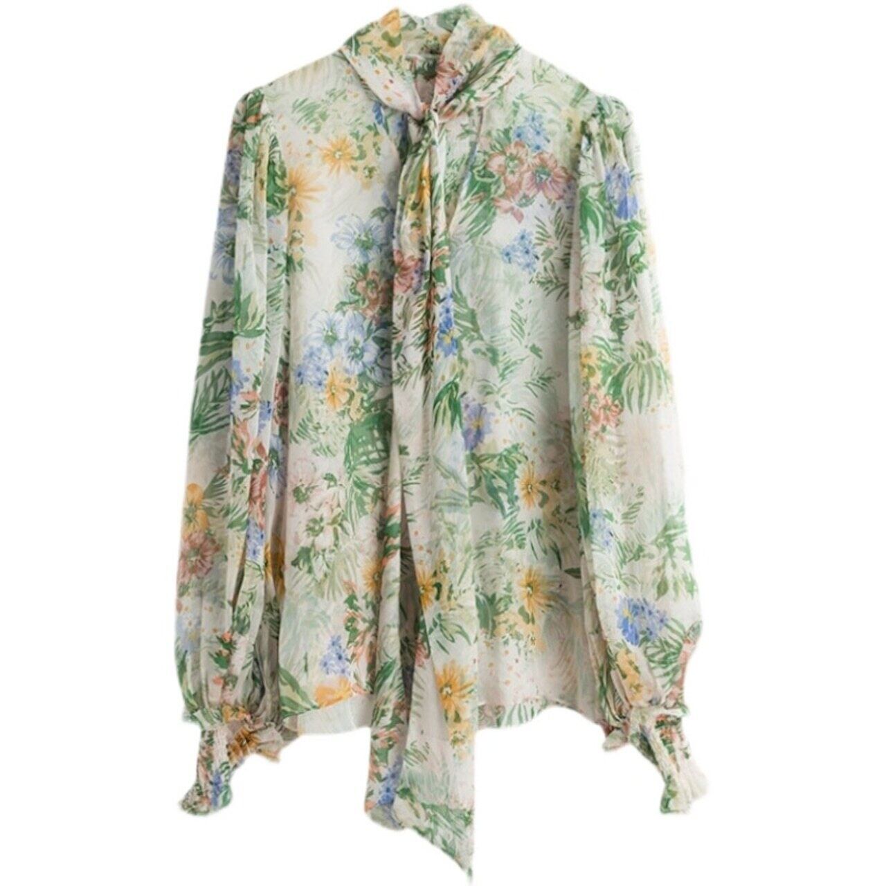 ボウタイ付きドレスシフォンシャツ W00260