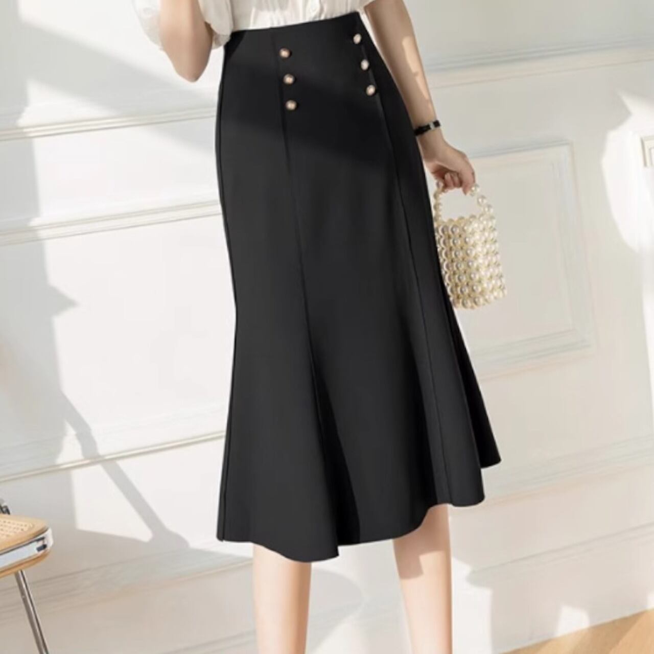 ミモレ丈フィッシュテールスカート W00531