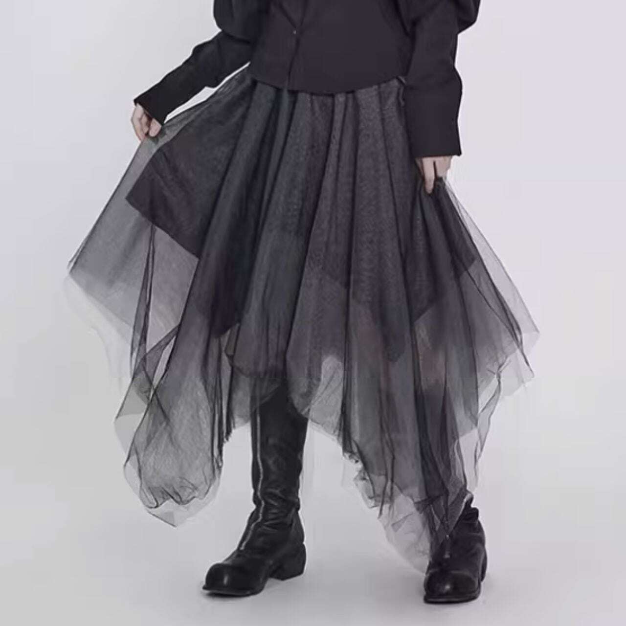 Asymmetric double layer skirt C0714