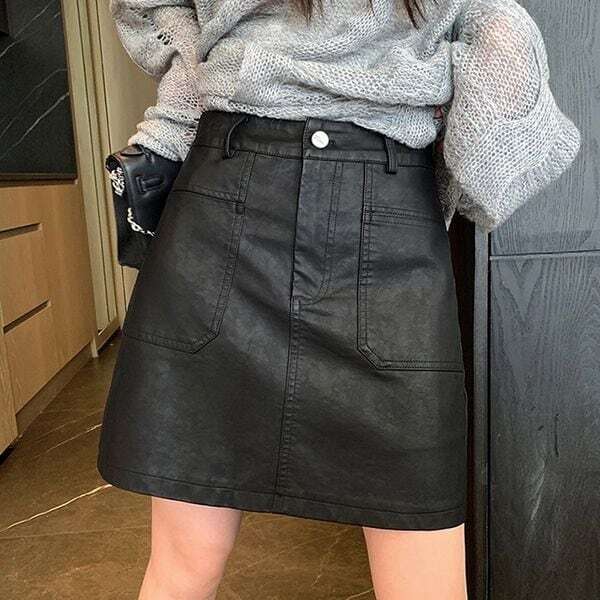 PU Leather Mini Skirt 501584