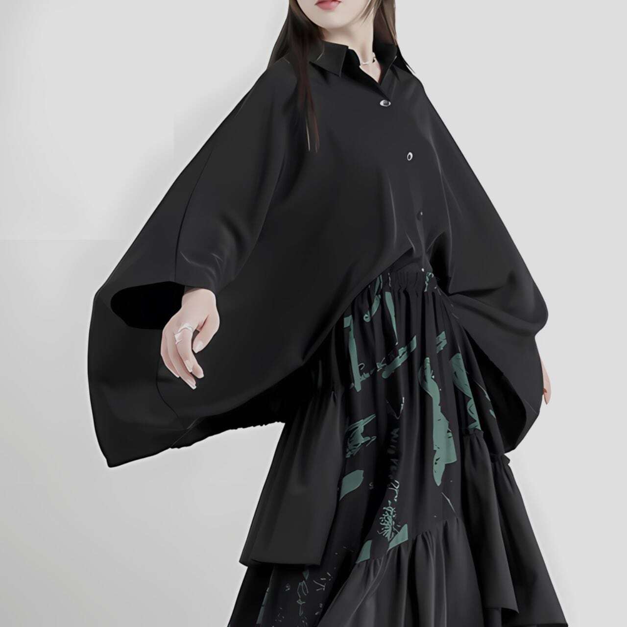 Poncho, loose-fitting shirt C0400