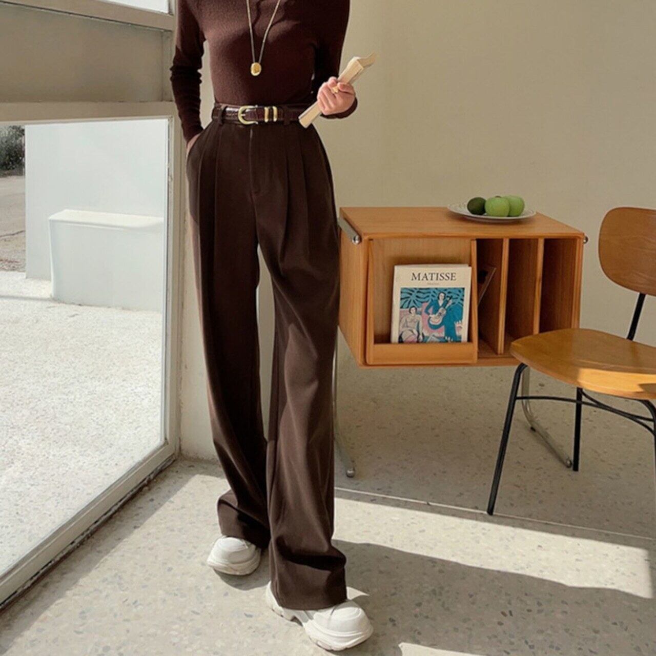 ハイウエストワイドパンツ 2tyoe W00647