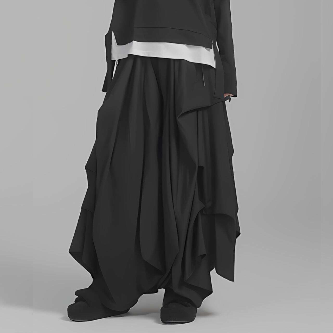 【Irregular wide leg culottes C0438】