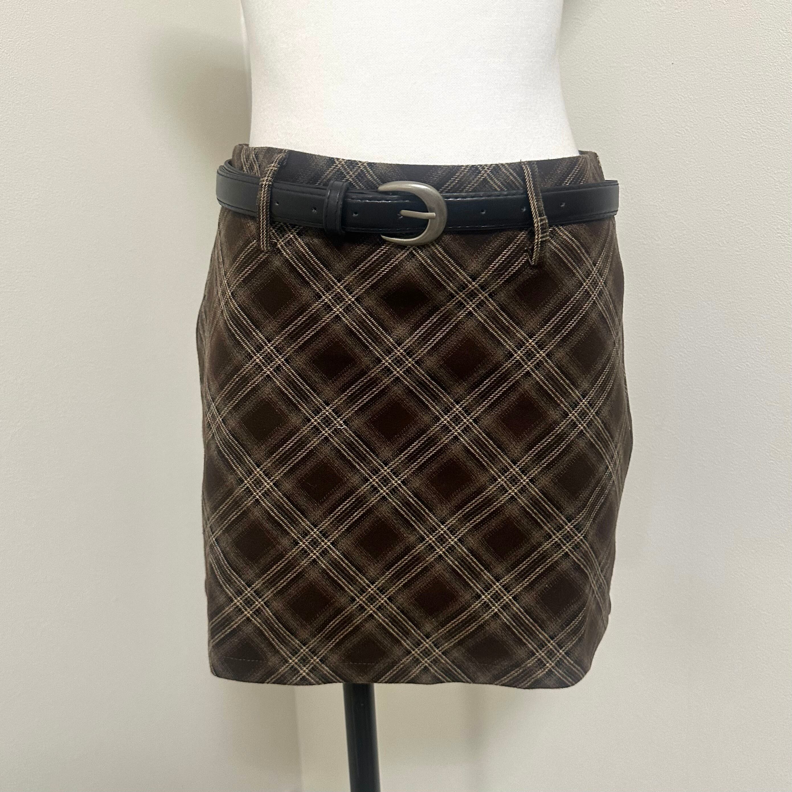 Tartan様のみ購入有効。ご縁に感謝特別値下げ対応ページ。送料無料。 アンドミー andme ギンガムチェック タイトスカート （ブラウン