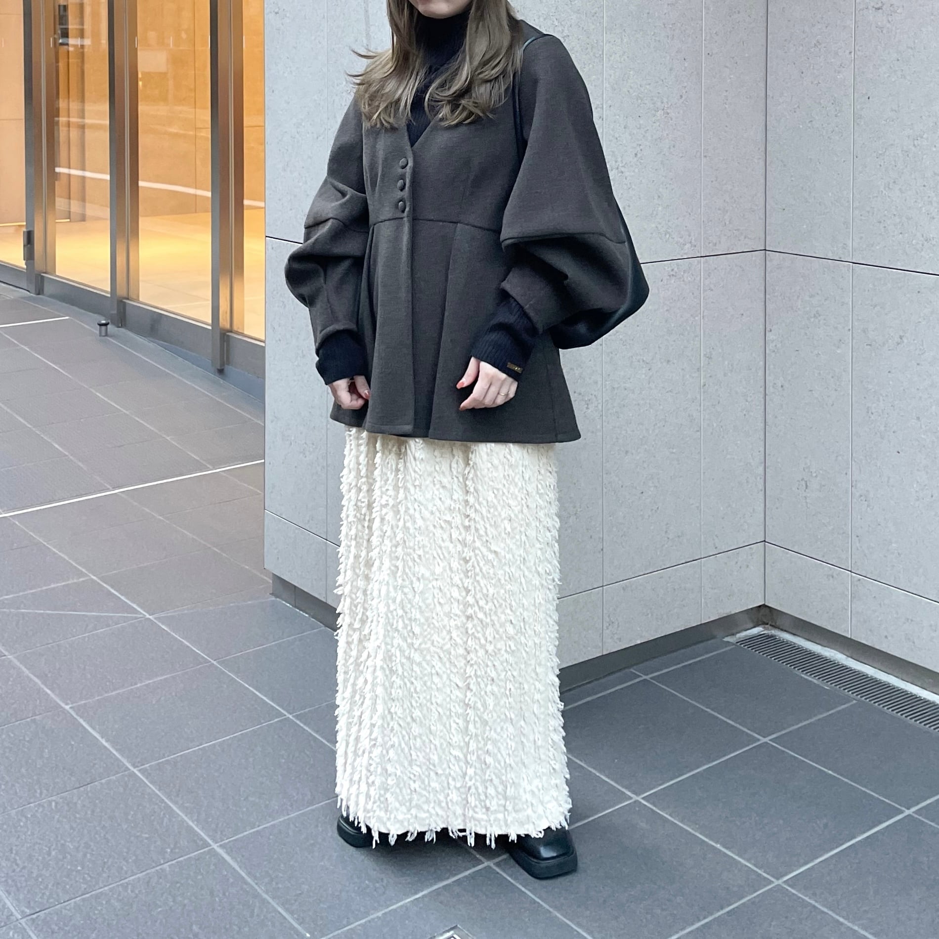 AM471003 melton peplum button tops 【12月上旬予約商品】 | Alumu.