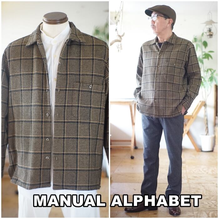 新品未使用　マニュアルアルファベット シャツコート　ジンジャーとブラウン 新品未使用 マニュアルアルファベット シャツコート ジンジャー