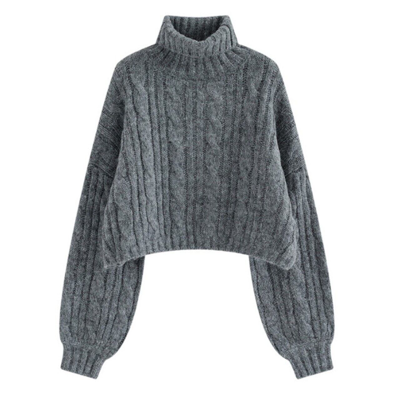 タートルネックツイストニットセーター W00735