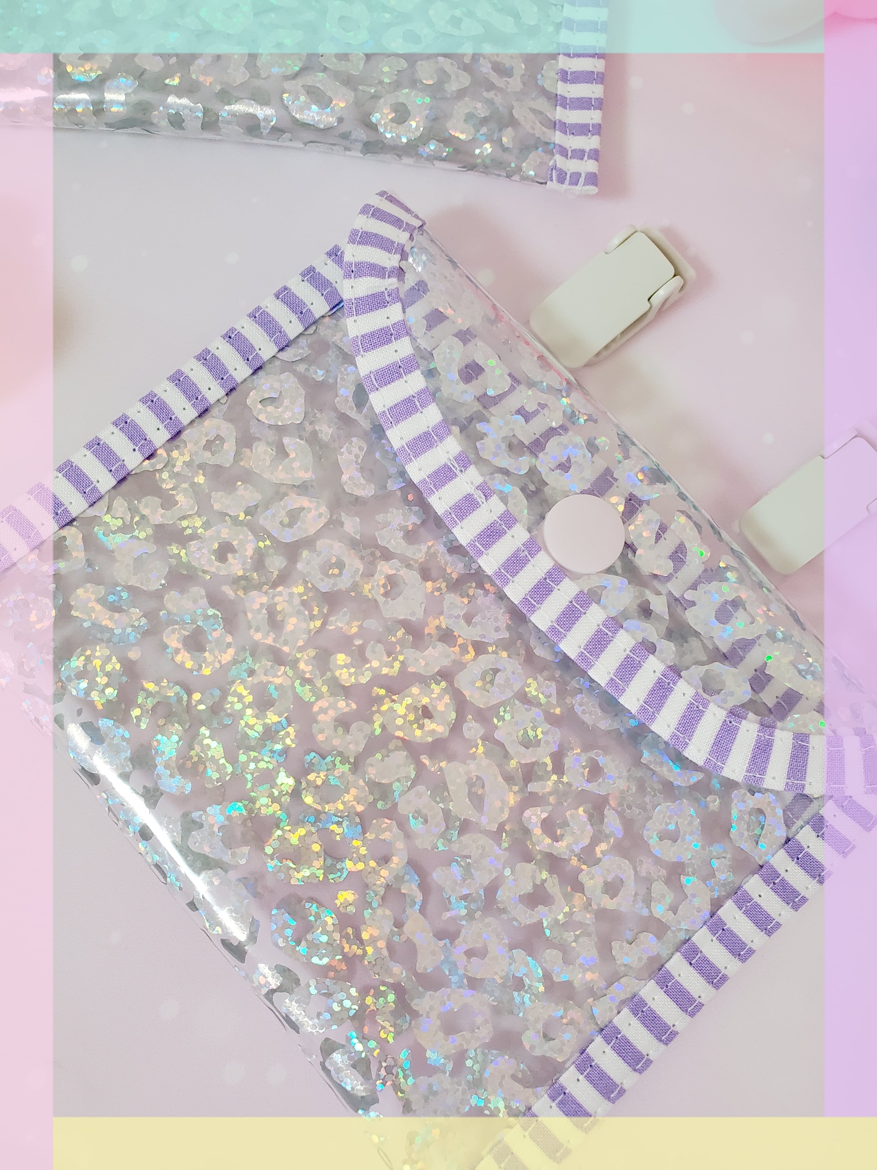 ラメ キラキラ レオパード ビニール 移動ポケット ヒョウ柄 ひょう柄