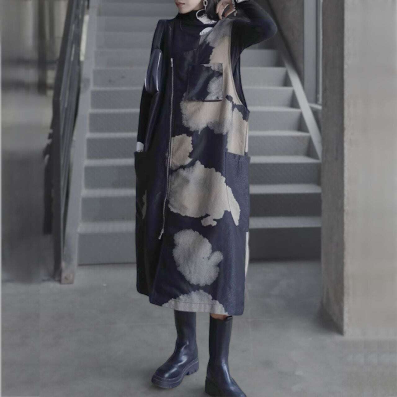 Tie-dye mid-length skirt C0448