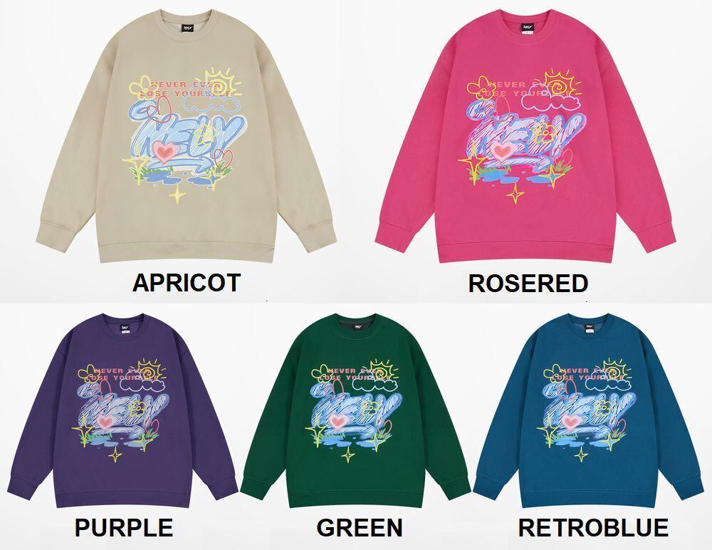 ユニセックス スウェット 長袖 手描き落書き風 プリント 裏起毛