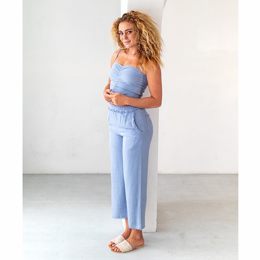 Blue, 172cm, With Low tide long pants