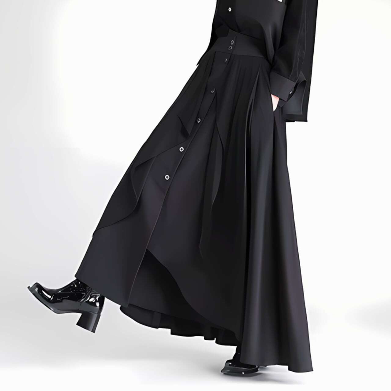 Asymmetrical gather skirt C0251