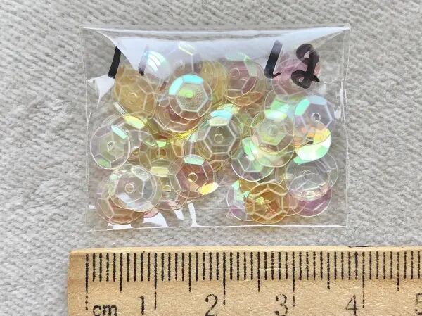 #02-16 亀甲ミラー・透明ライトオレンジ ・オーロラ透明ミックス　1gパック