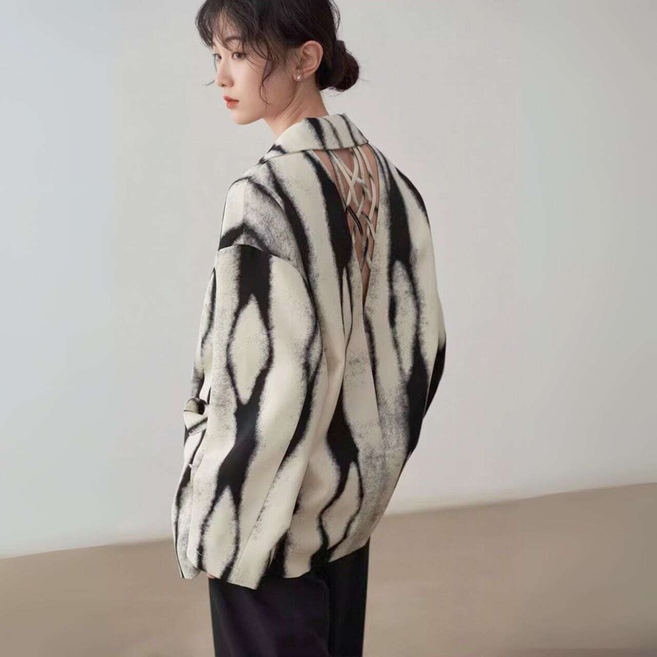 【Monotone back mesh shirt jacket C0215】