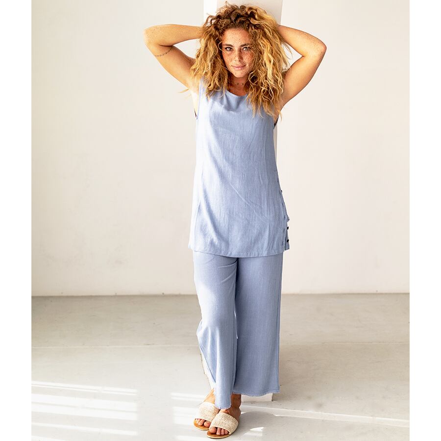 Blue, 172cm, With Low tide long pants