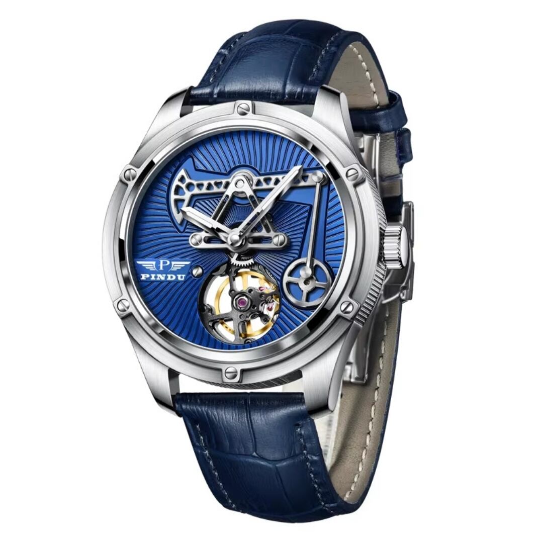 ブルー×レザーベルト